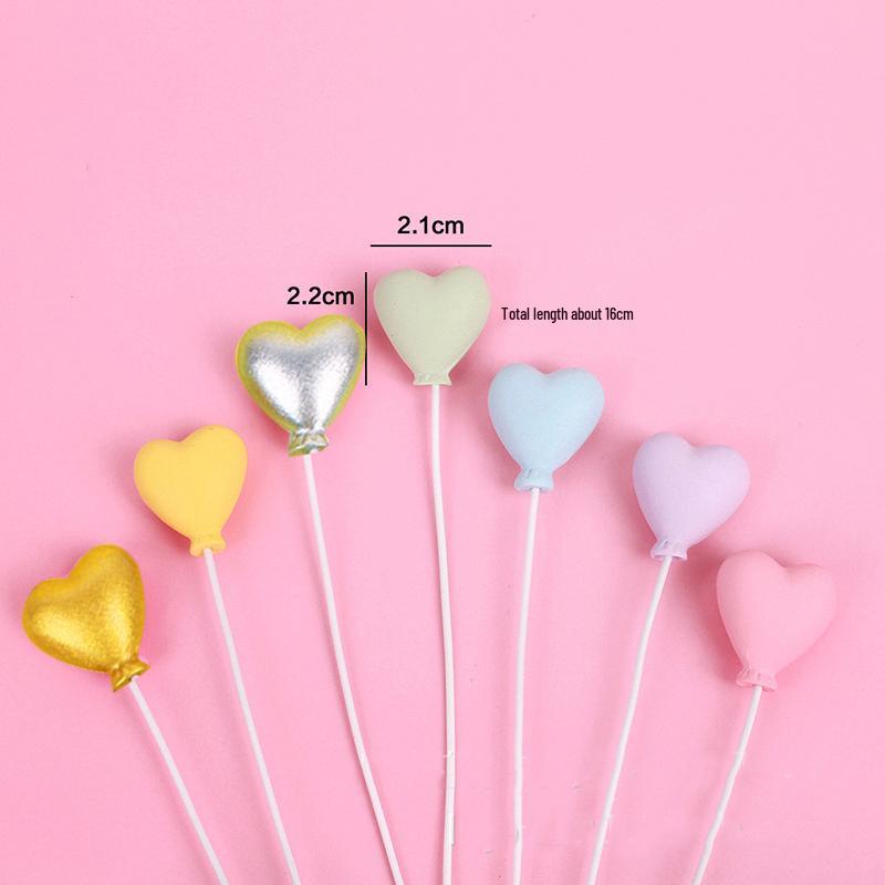 

Vibrant 3D Heart Balloon Cake Topper with Long Handle