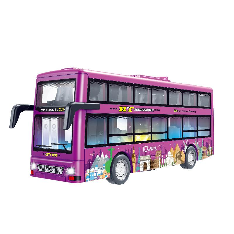Legierung Einzelabschnitt Bus Simulationssound und Licht Outdoor Sightseeing Doppeldeckerbus Spielzeug Geschenke