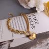 Statement Heart Pendant Bracelet Stainless Steel Gold color Zircon Fashion Metal Texture Bracelet Accessories 2023