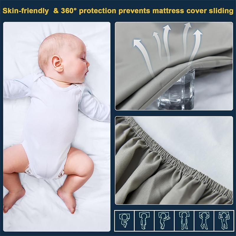 Safe Waterproof Mattress Cover Soft Comfortable Breathable Bed Cover with Elastic Band Fit Machine Washable Single Double Size