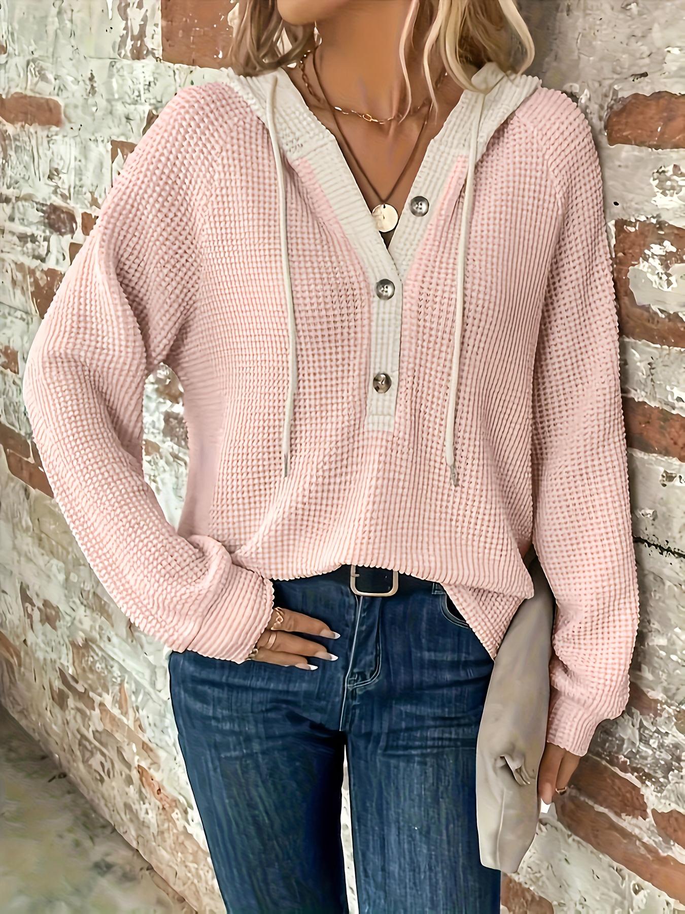 

Толстовка с капюшоном с цветными блоками и застежкой спереди на пуговицах, повседневная толстовка с капюшоном с длинными рукавами, женская одежда XXL