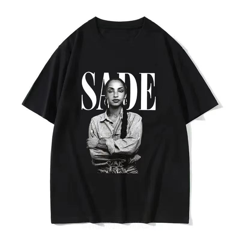 90s Singer SSade Print Graphic T Shirt Unisexs Clothing Womens 2026 Summer Hip Hop Vintage Cotton Tshirt Streetwear Y2K Tshirt