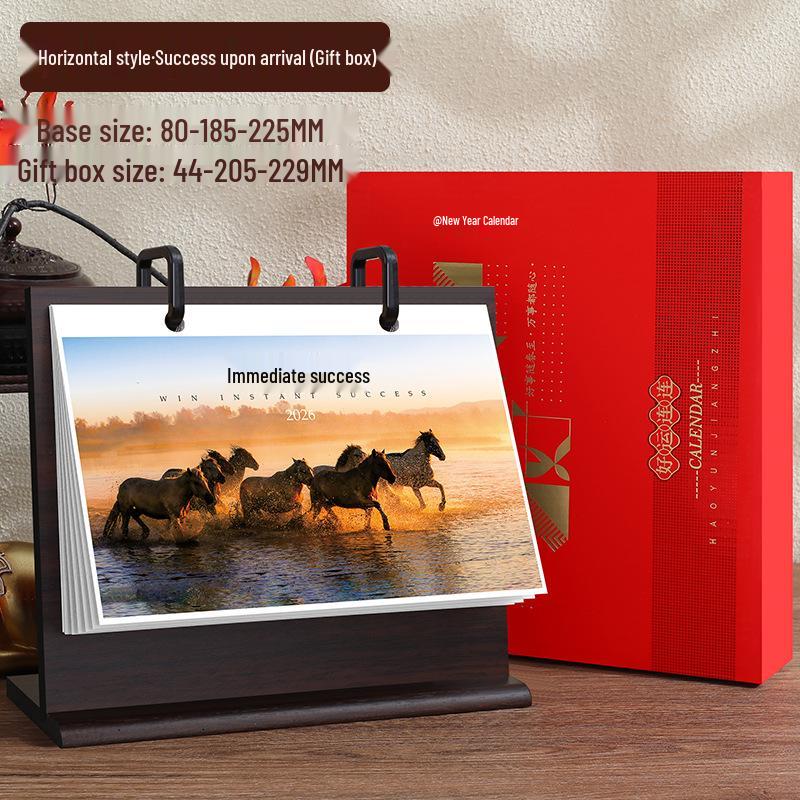 Customizable Solid Wood Desk Calendar 2026 - Office Desktop Ornament