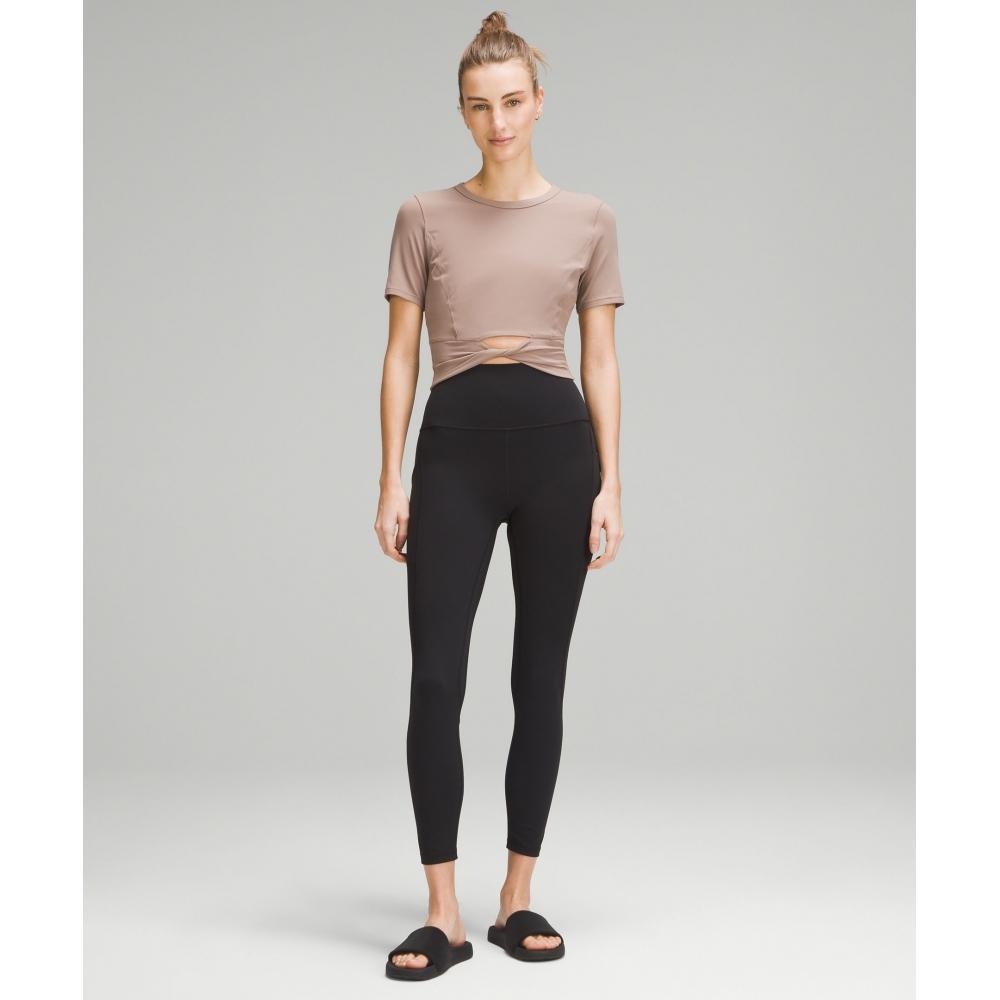 Lululemon Cropped Nulu Twist Hem Short Sleeve Shirt Taupetastic