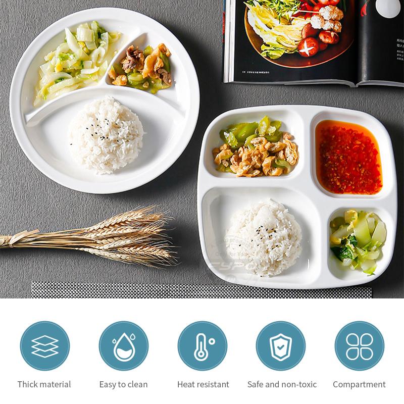 Talíře s mřížkou 3/4/7 mřížky na jídlo, večeře, talíře, nádobí, jídelní přihrádka, servírovací talíře, salát, kuchyňské ekologické nádobí