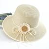 Summer Women's Sun Hat, Flower Embellished Wide Brim Straw Hat, UV Protection Beach Hat for Outdoor Use