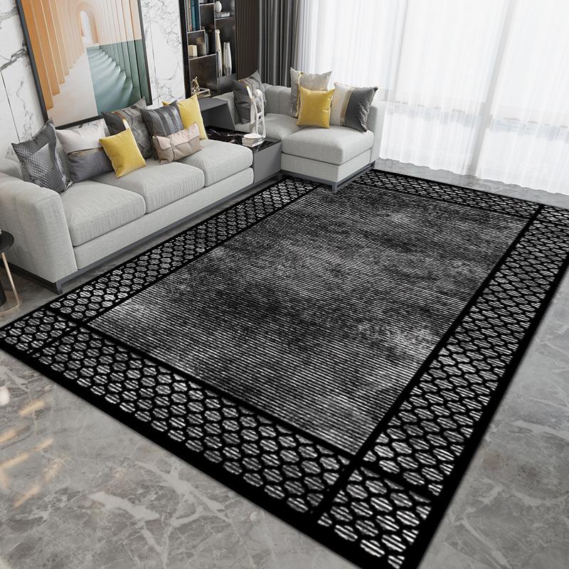 Bohemian Style Living Room Carpet Geometric Stripe Decorative Non-slip Sofa Rug Personality Bedroom Bedside Mat Multiple Sizes