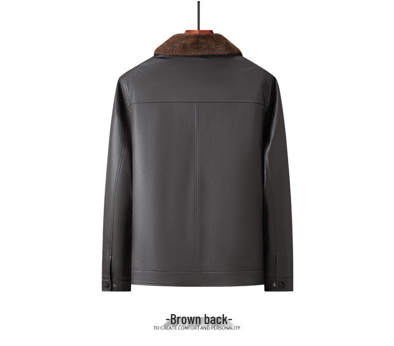 Men's 2025 Winter PU Leather Jacket with Detachable Fur Collar – Thick, Warm, and Casual Dad's Wear