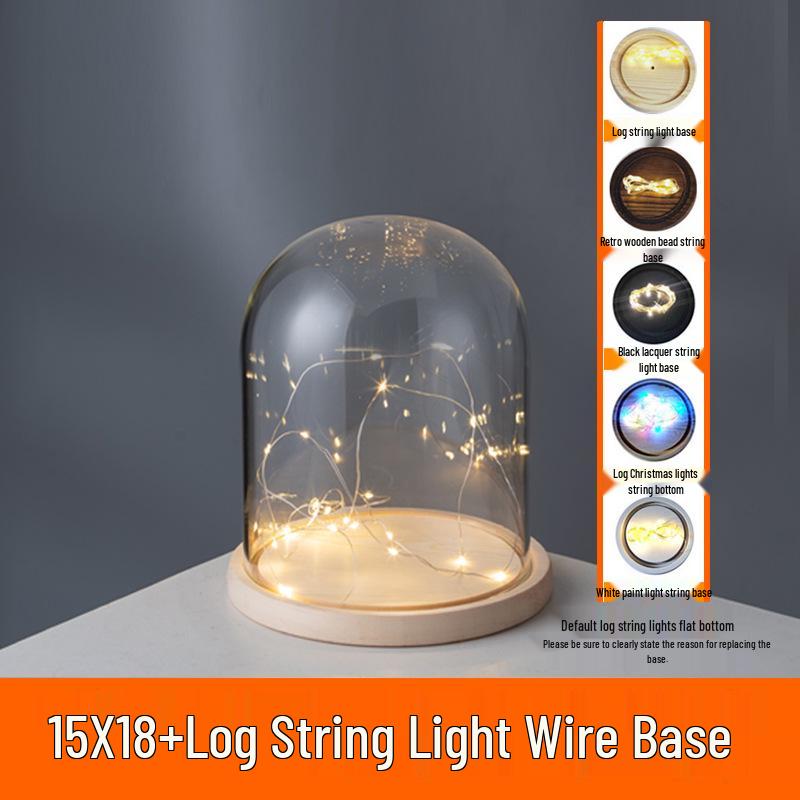 LED Sea Urchin Night Light with Preserved Flower in Glass Cover