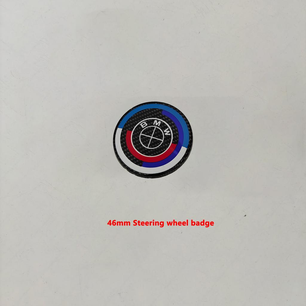 MLKQ6 Carbon Fiber Black Logo Front Hood Emblem 82mm+Rear Badge 74mm+Wheel Hub Cap 68mm/56mm+steering Wheel Sticker 45mm for All BMW