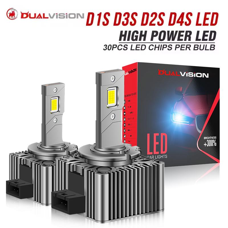 

Dualvision D1S D3S Світлодіодні Фари HID D3S D2S D4S D8S 30000Лм 300Вт D1R D2R D3R D4 CANBUS LED Двосторонній Чіп CSP 6000K Plug&Play 300W 30000LM