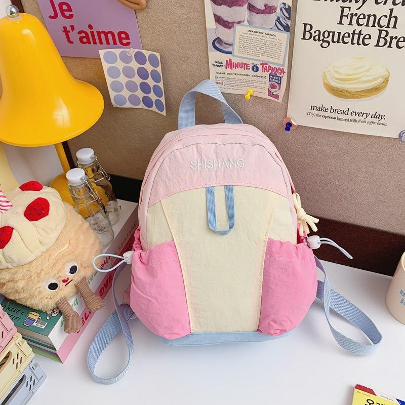 Schoolbag Large Capacity Primary School Bag Korean Version Fashion Contrasting Color Boys and Girls Backpack 1011 New Casual Children's Backpack