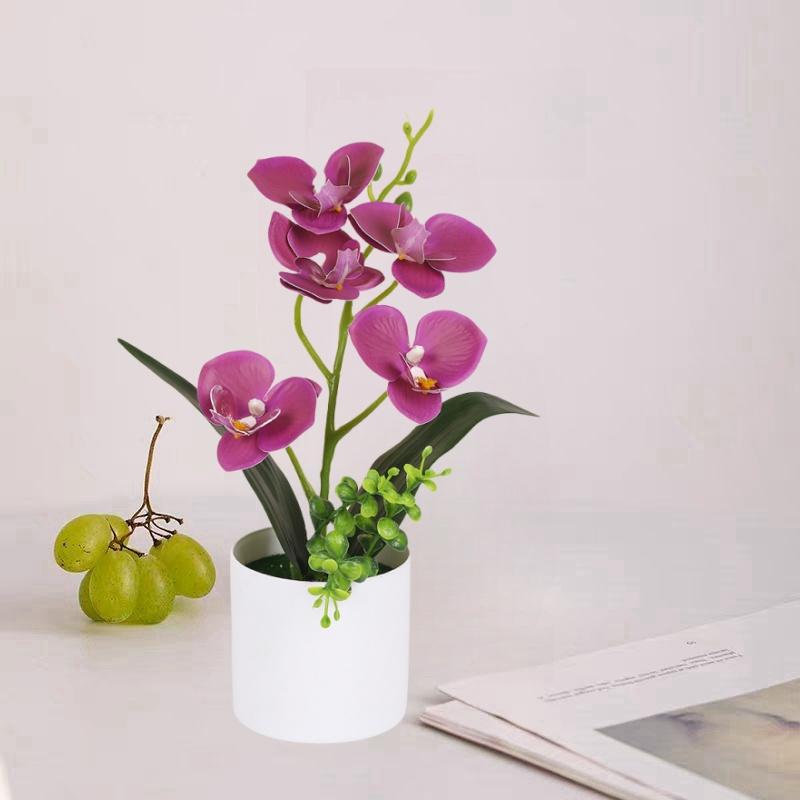 5 Heads Artificial Butterfly Orchid Potted Bonsai Home Garden Balcony Desktop Bedroom Living Room Decoration Fake Plants Bonsai