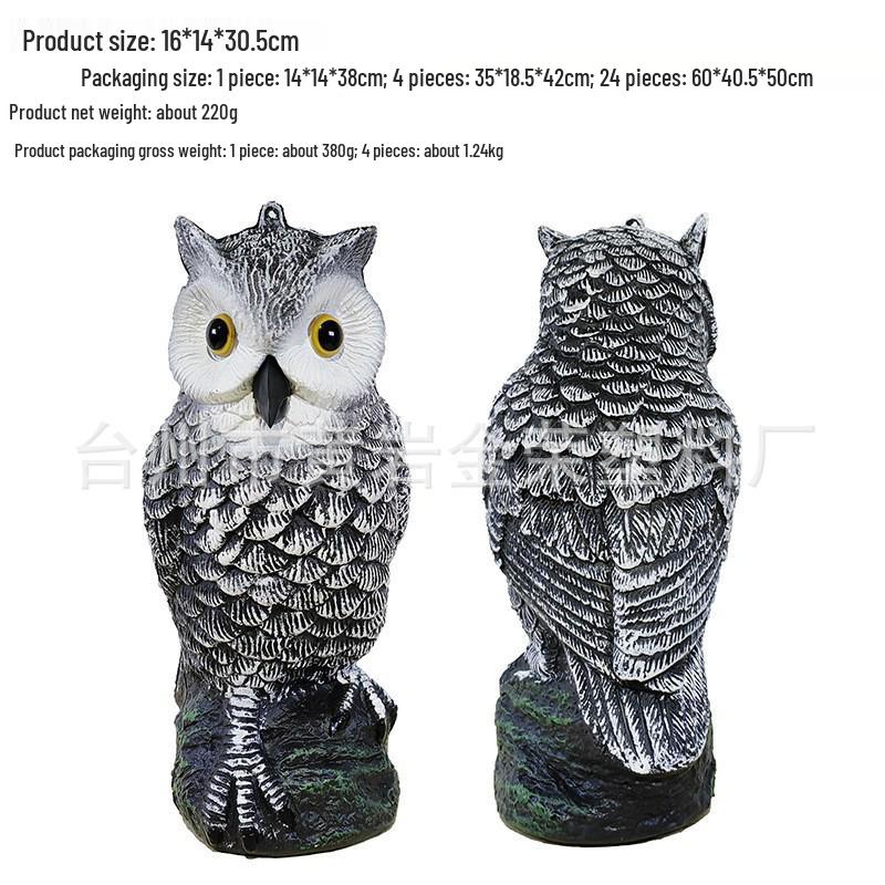 Cross-Border Owl: Outdoor Bird-Scaring, Rodent-Repelling Resin Ornament with Head Movement