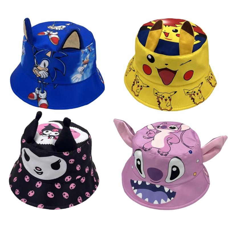 Sombrero de Pescador Pikachu para Niños con Estampado de Dibujos Animados Para Protección Solar y Estilo Azul