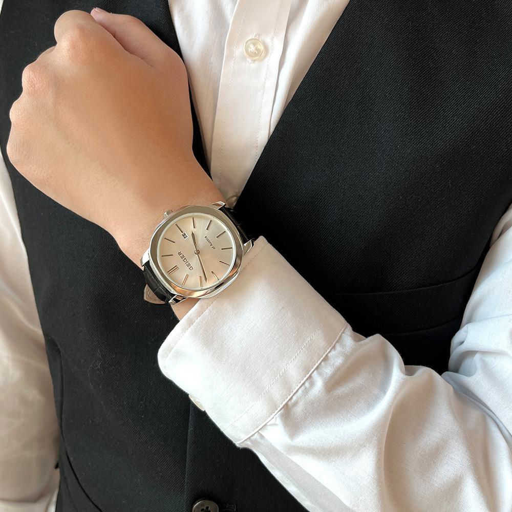 Gaigeo Ge1263Wtbk_M Men'S Classic Leather Watch