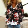 Women's Fashion Short Coat Casual Long Sleeve Printed Single Breasted Plush Top