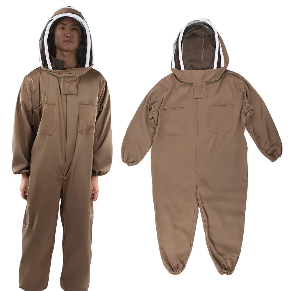 Beekeeping Protective Suit Breathable Bee Suits Smock with Zipper for Beekeepers Light BrownXXL