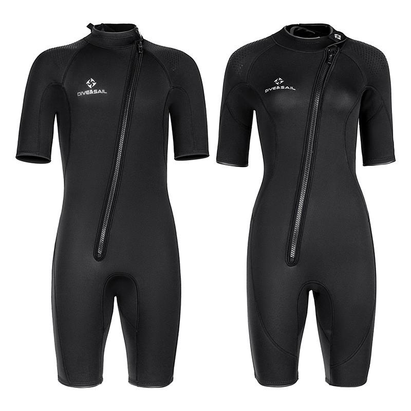 Diving Suit Men's 2MM Front Open Short Sleeve Warm Women's One-piece Snorkeling Surfing Swimsuit Shorts