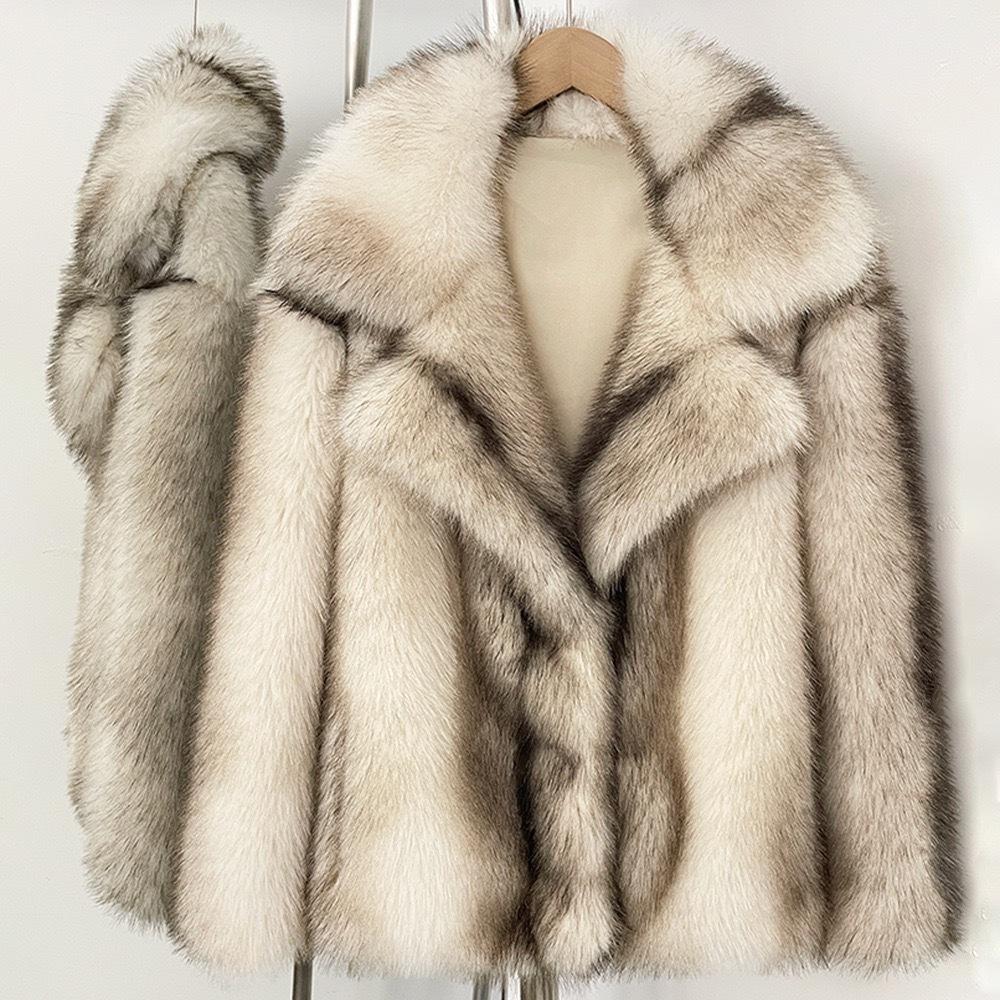 Winter clothing new temperament medium and long imitation fox fur fashion loose and thin thickened fur coat coat women