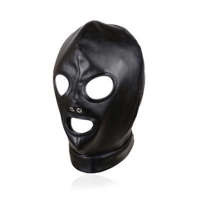 PU-Leather Head harness Cosplay Halloween hood mask headgear eye Open Zip up new
