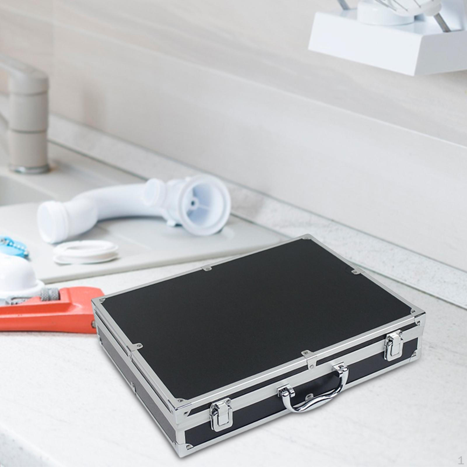 

Ящик для інструментів з алюмінієвого сплаву Кейс для перенесення Портфель з ручкою Багатофункціональний міцний органайзер для перенесення чорний