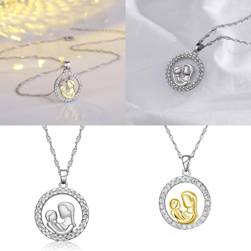 Exquisite Fashionable Copper Zirconia Round Pendant Necklace For Stylish Mothers On Special Occasions