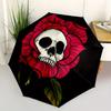 1pc Skull Rose Automatic Open/Close Umbrella, Portable Folding Umbrella for Travel, Themed Events, It Is Suitable As a Gift for Various Festivals, Out