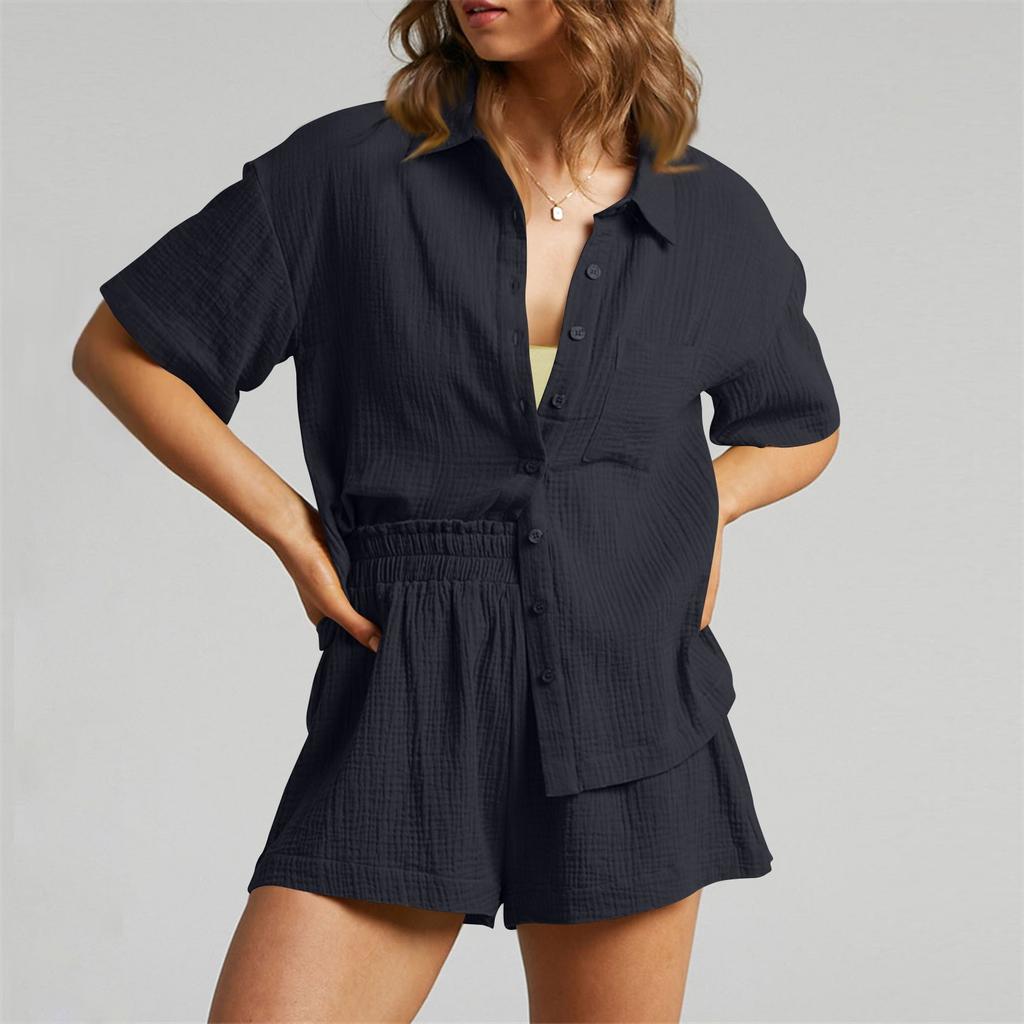 Zweiteiliger Anzug für Damen, Sommer, Musselin-Shirt und Hose, Kleidung, zweiteiliger Strandanzug, zweiteiliger Anzug für Damen