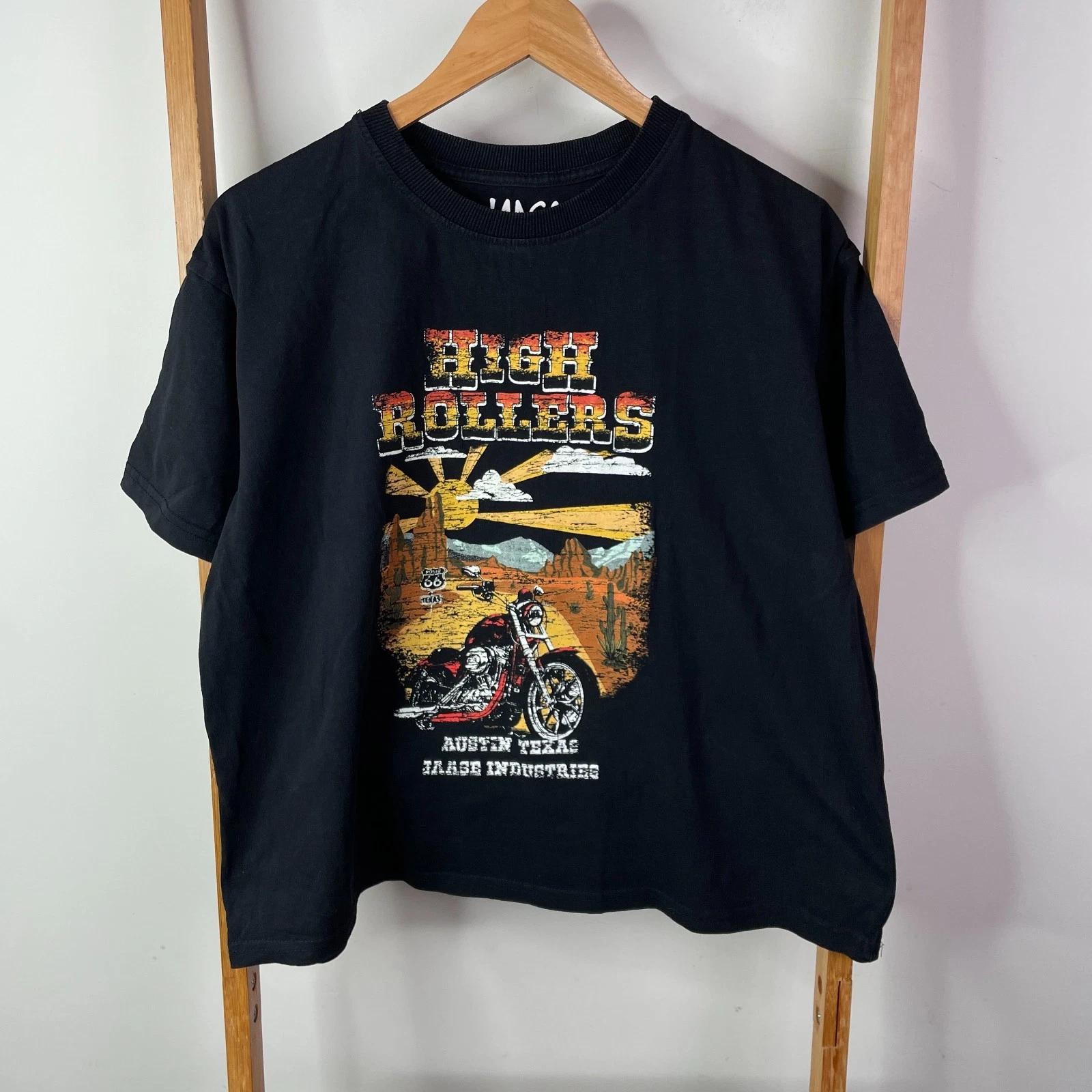 

Jaase Shirt Top Womens Extra Small Black High Rollers Graphic Print Short Sleeve S