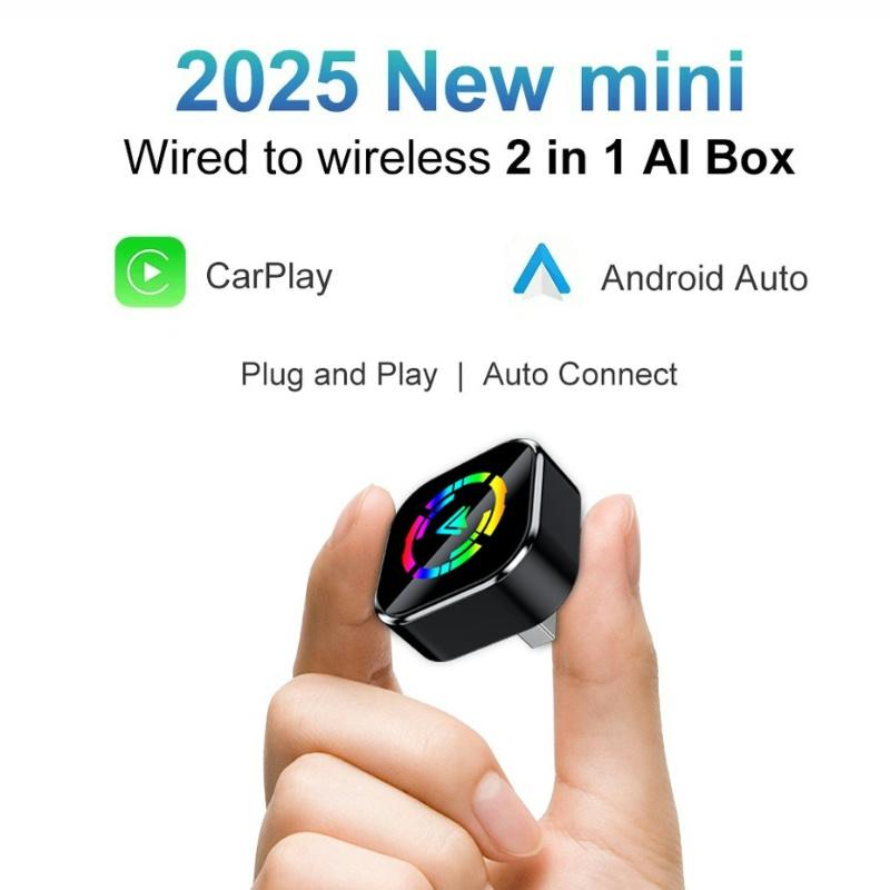 Wireless Carplay Adapter for Android iPhone 2 in1 Wired to Wireless AI Box Plug and Play Auto Connection OTA Update
