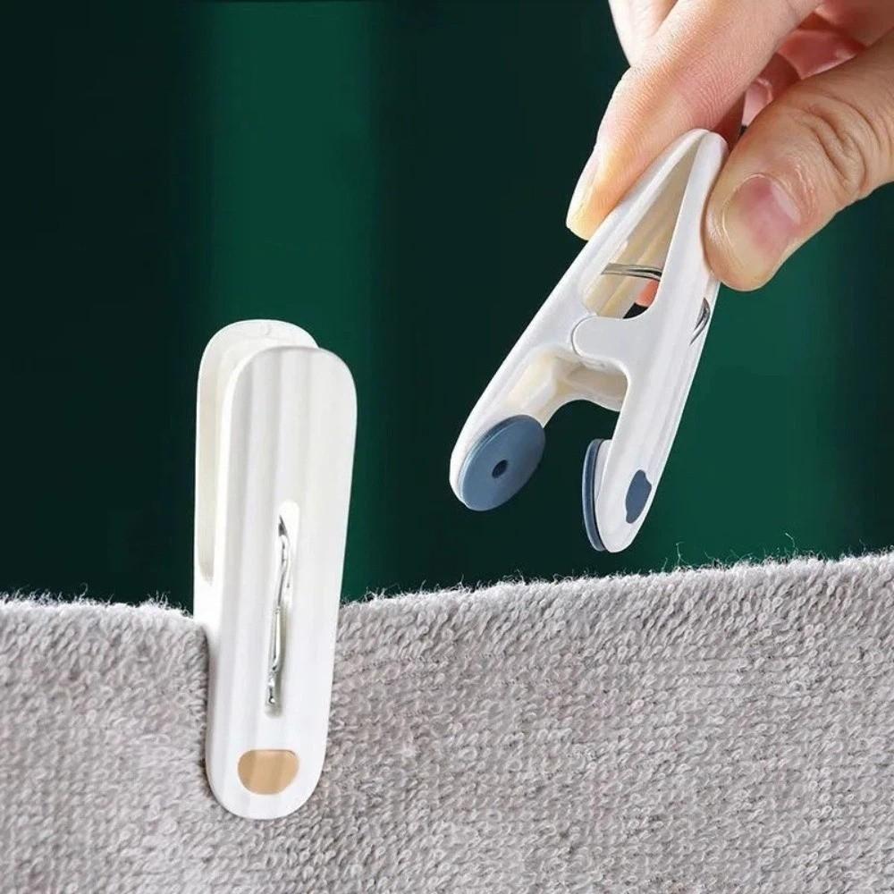 12 pcs/set Plastic Material Drying Rack Non-slip Design Fine White Windproof Fixed Clip Soft Rubber Non-marking Clip