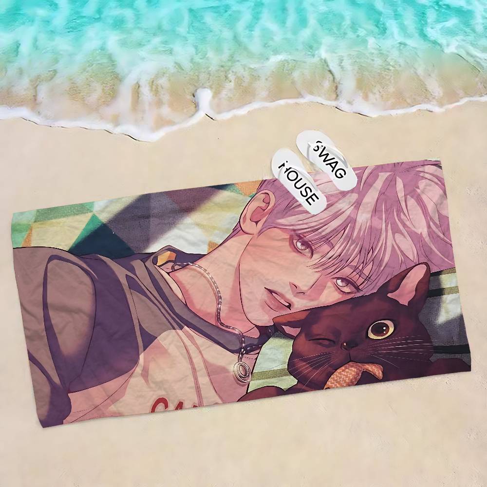 Pearl Boy BL Anime Microfiber Printed Beach Towel Mountain Climbing Yoga Beach Swimming Running Absorbent Soft Towel