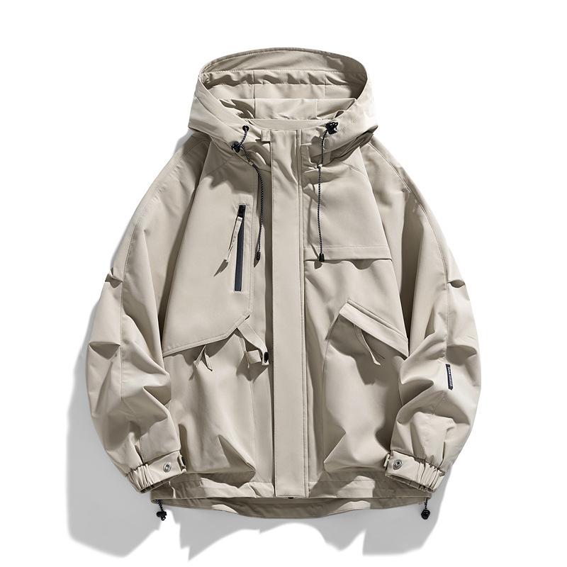 Spring and Autumn Men and Women's Same Model Neutral Functional Pocket Hooded Waterproof Shock Clothes Couple Trendy Casual Jacket Male