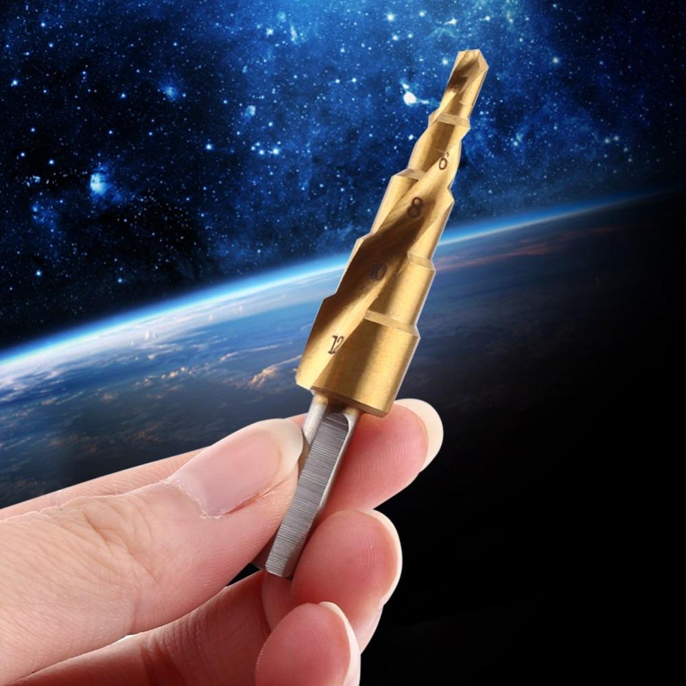 4mm-12mm HSS Step Drill Bit Spiral Flute Step Drill Bits Stepped Cone Drill Bit Drilling Tool