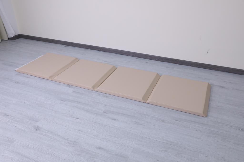 gymnastic mattress 2in1 toy container 240x60x4 cm four-piece - white and beige