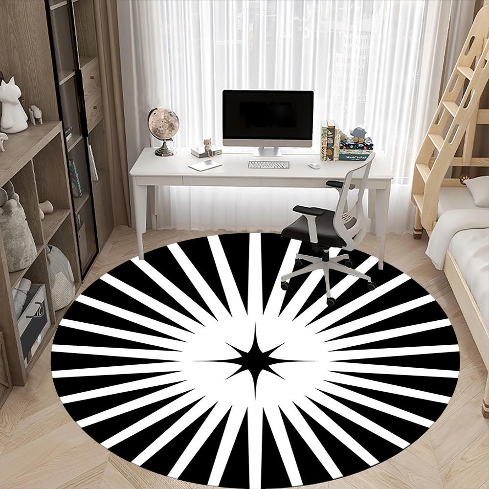 1pc Sunburst Pattern Office Round Area Rug,  Mat Suitable For Office, Under Office Chairs Bedroom Living Room Home Decor, Room Deco
