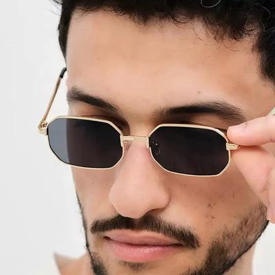 2Pcs Fashion Metal Square Sunglasses Vintage Men Women Outdoor Simple Brand Unique Legs Sun Glasses Color Lens Eyeglasses Uv400