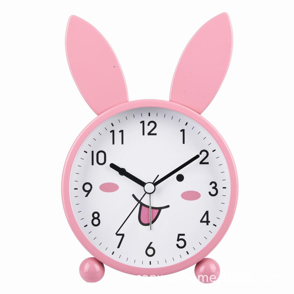 Exclusive Cartoon Alarm Clock for Students and Children, 3-inch Rabbit Mini Cute Metal Clock, Fashionable and Simple