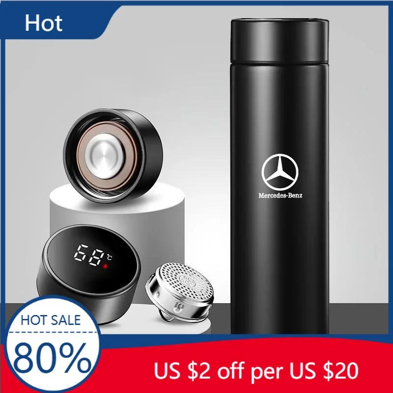 EMF1 Hot 2025 Stainless Steel Car Thermos Jug Smart Insulation Cup For Mercedes Benz A-Class W17 B-Class W247 C-Class W205 CLS-Class