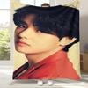 Kim Tae Hyung V Kpop B-BTS Flannel Blanket,Ultra Soft Warm Plush Throw for Home Bedroom Bed Sofa Cover Office Camping Picnic
