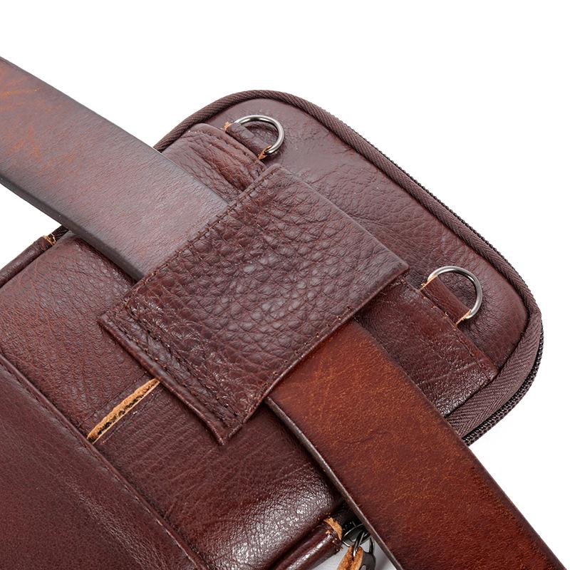 Men's Large Capacity Crossbody Waist Bag - Multi-functional Cowhide Phone Bag with Lanyard, Wearable On Belt for Returning Customers