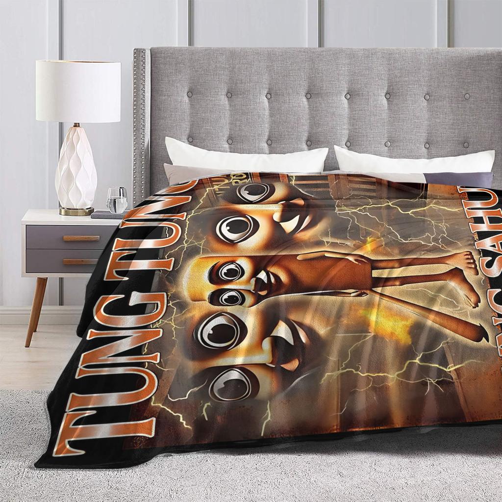 Tung Tung Tung Sahur Flannel Blanket Spring Warm Soft Bedding Throws for Children Home Decor Novelty Bedspread Sofa Bed Cover