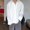 Camisa Masculina Oversized de Manga Longa Casual com Caimento Solto e Botões