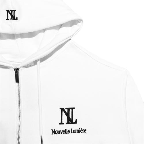 Nouvelle Lumiere Signature White Zip-Up Hoodie White Patch