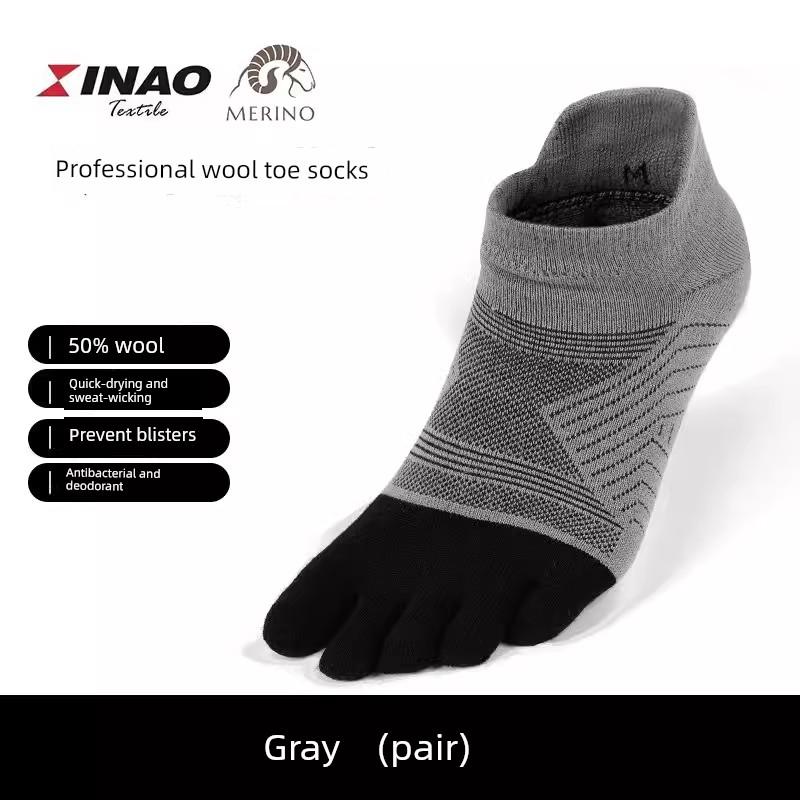 Outdoor Men's and Women's Professional Sports Merino Wool Long Five-Toe Socks for Cycling, Hiking, and Marathon Running