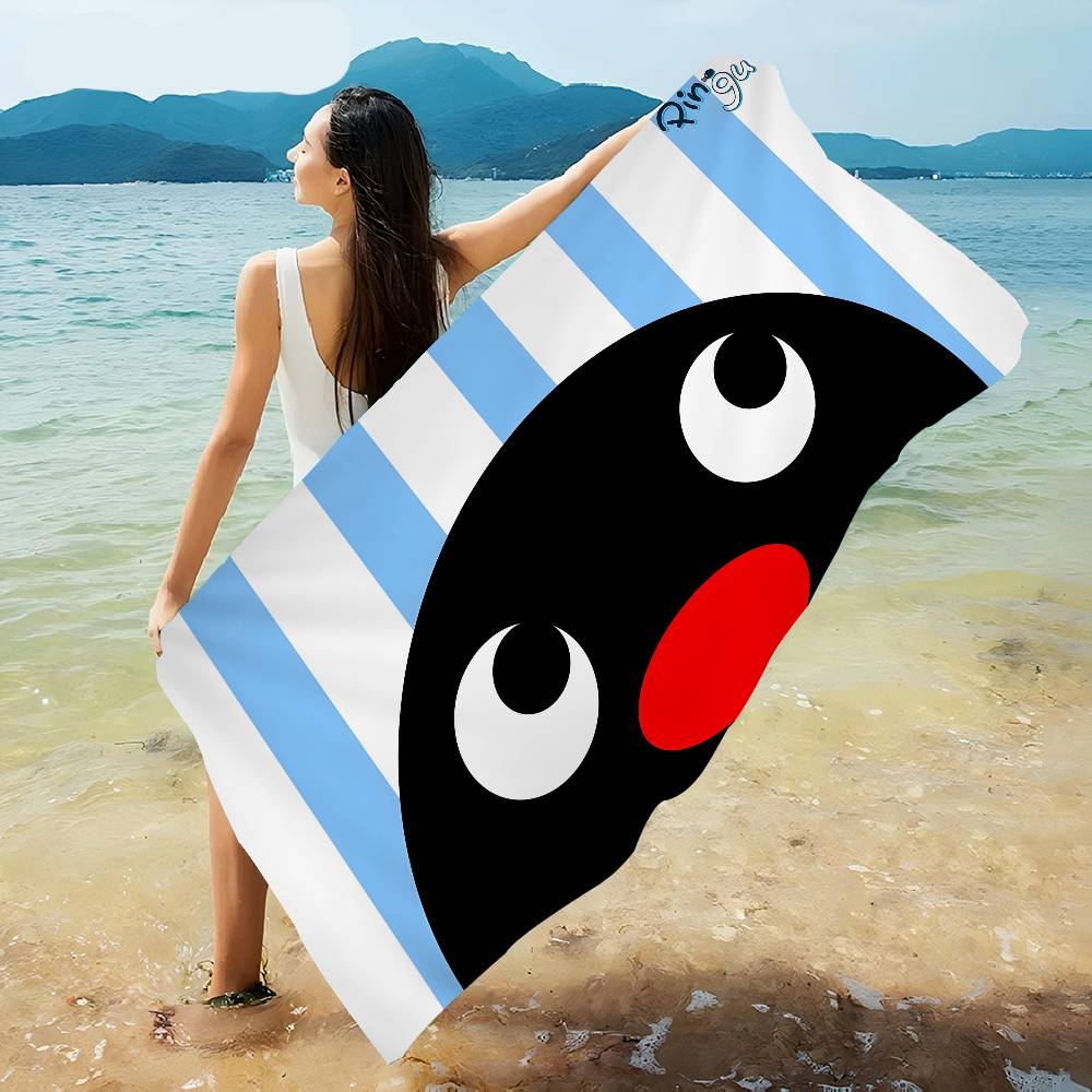 Cartoon Cute Pingu Penguin Microfiber Beach Towel Absorbent Quick dry Soft Yoga Swimming Resort Mountain Climbing Towel