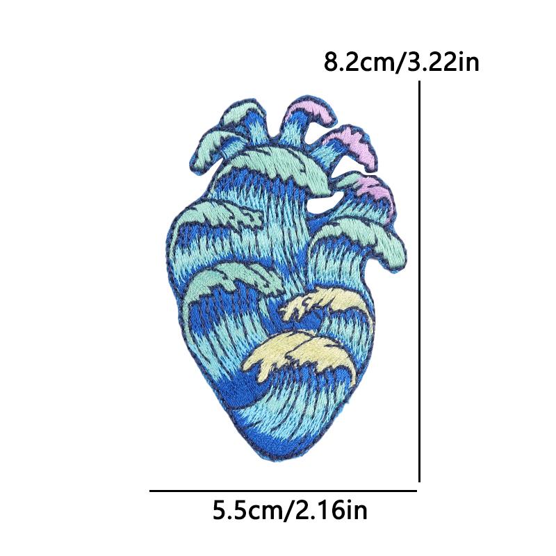 Punk Heart Embroidery Patch Iron On Patches For Clothing Thermoadhesive Patches On Clothes Waves Applique/Patches On Clothes