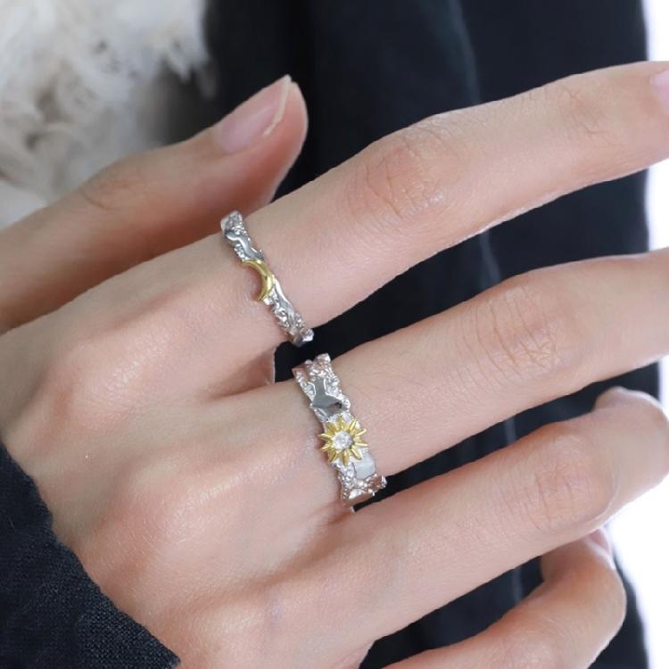 Love Inspired Sun And Moon Couple Rings Love Symbol Sun Moon Couple Rings Adornment Delicate Gift for Valentines Day