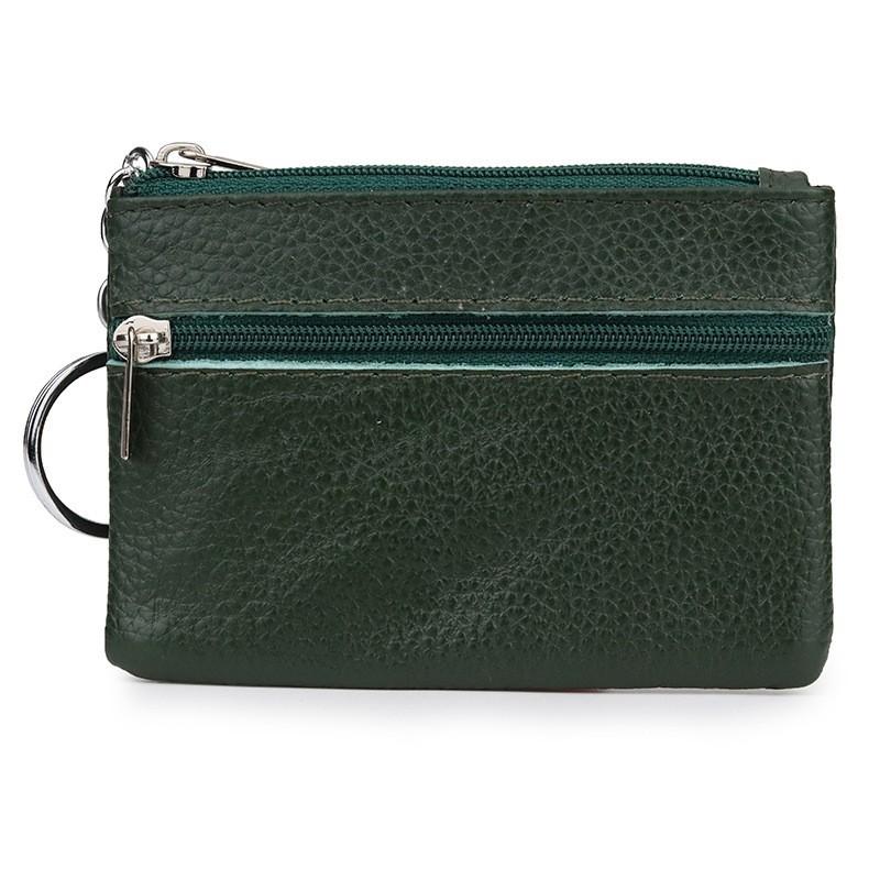 

Factory Leather Keys Head Layer Cowhide Small Change Purse Bus Card Bag Coin 10x7x1cm зелений
